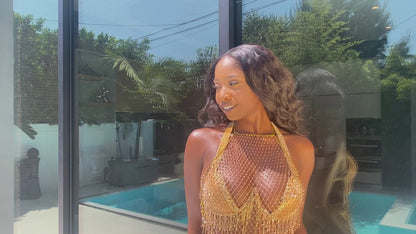  SLAY SWIMWEAR Rhinestone Fishnet cover up & festival wear, Fishnet, fish net shirts, top fishnet, fish net skirt, skirt fishnet, fishnet crop top, 2 Piece Set, fish net top - One Size 