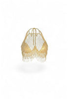 SlaySwimwear gold chainmail halter top with fringe detail and matching bikini bottoms