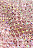 SlaySwimwear pink crochet durag adorned with sparkling crystals, offering a glamorous and customizable accessory.