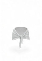 SlaySwimwear silver rhinestone tie-waist mini skirt or scarf top with adjustable fit.