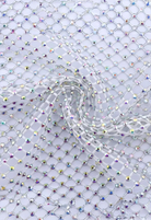 SlaySwimwear white mesh durag adorned with iridescent crystals, featuring a diamond net pattern and customizable length.