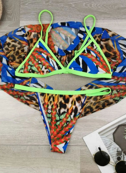 Fashionable Lion Queen Three Piece Swimsuit 